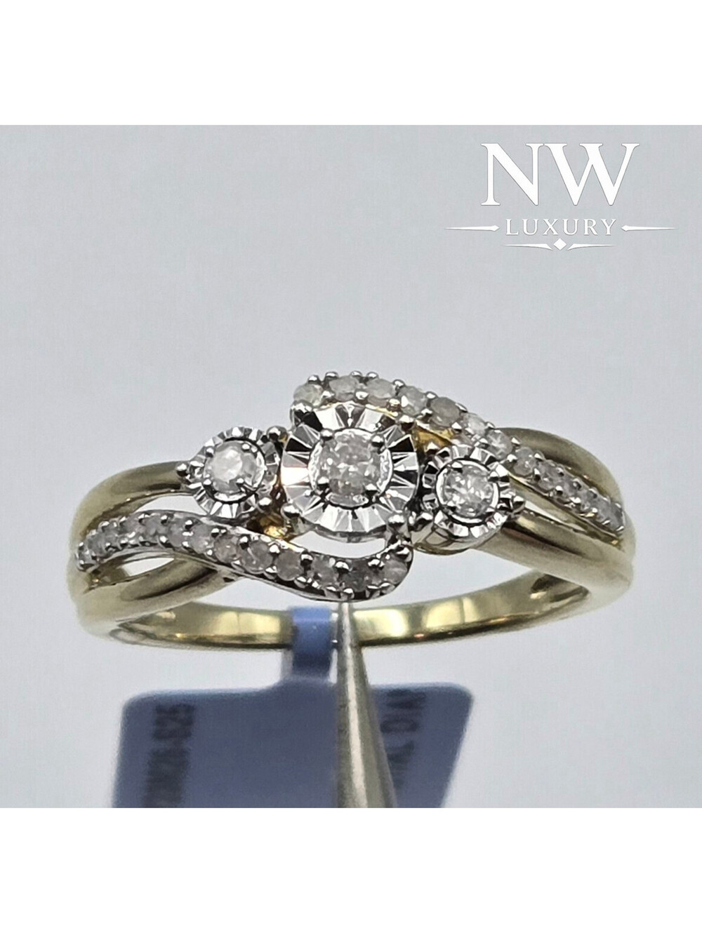 925 Sterling Silver Gold Over Lab Diamond Ring 0.25ctw Women's Size 6 NEW
